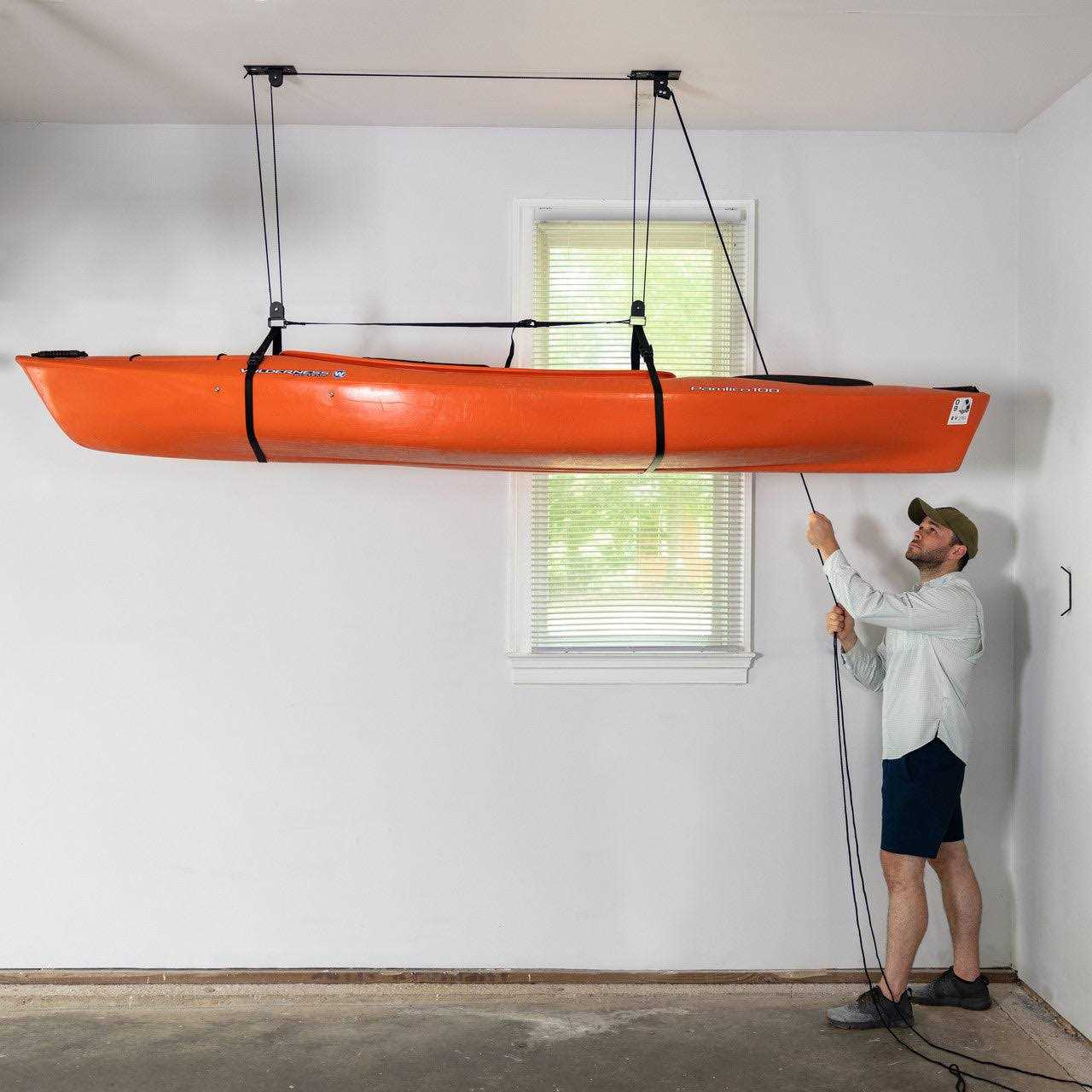 Alternative view of StoreYourBoard Kayak and Canoe Ceiling Pulley System Garage Mount Storage Hoist