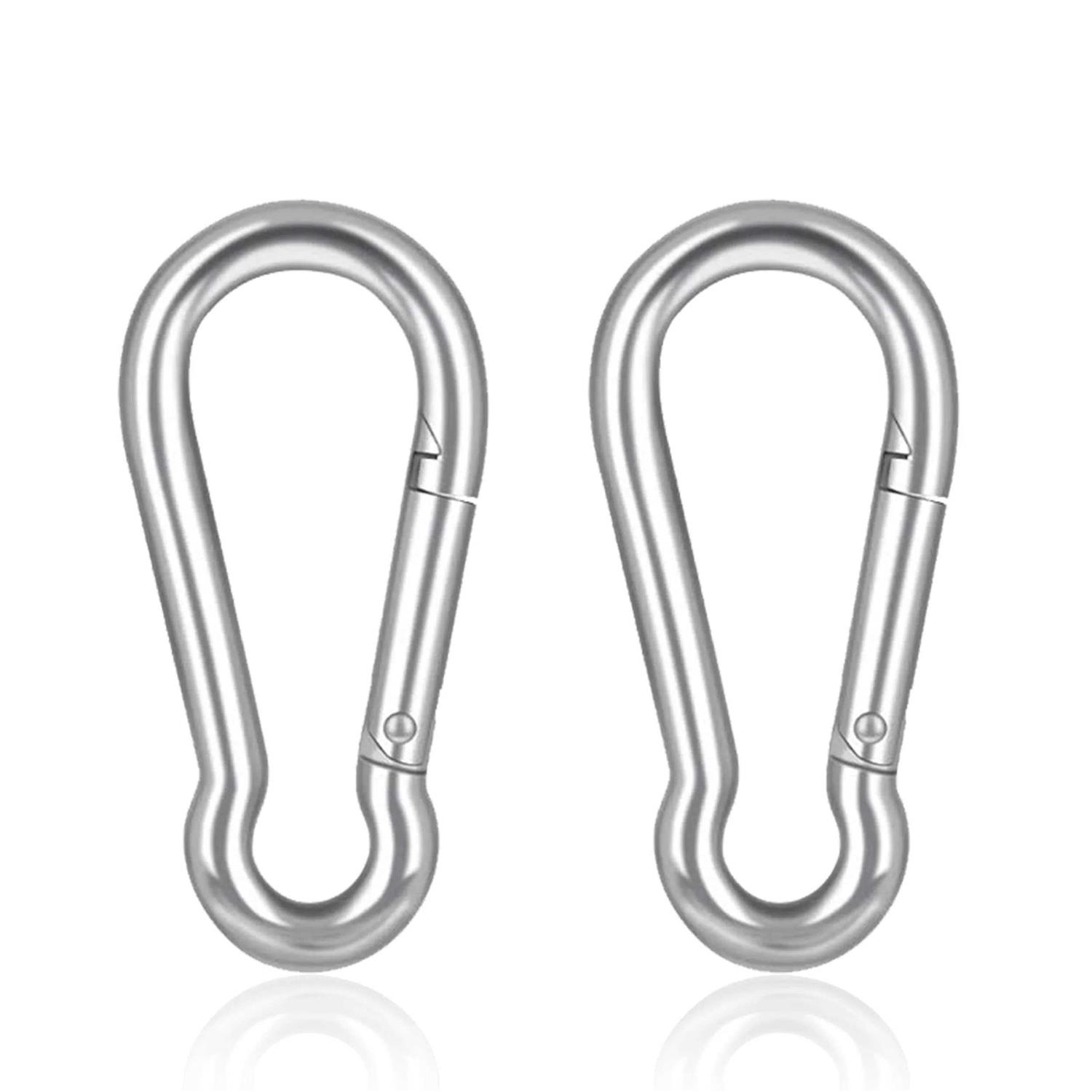 Marine Grade 316 Marked Stainless Steel Carabiner Clips, Heavy Duty Spring Snap Hooks for Gym, and Outdoor Activities