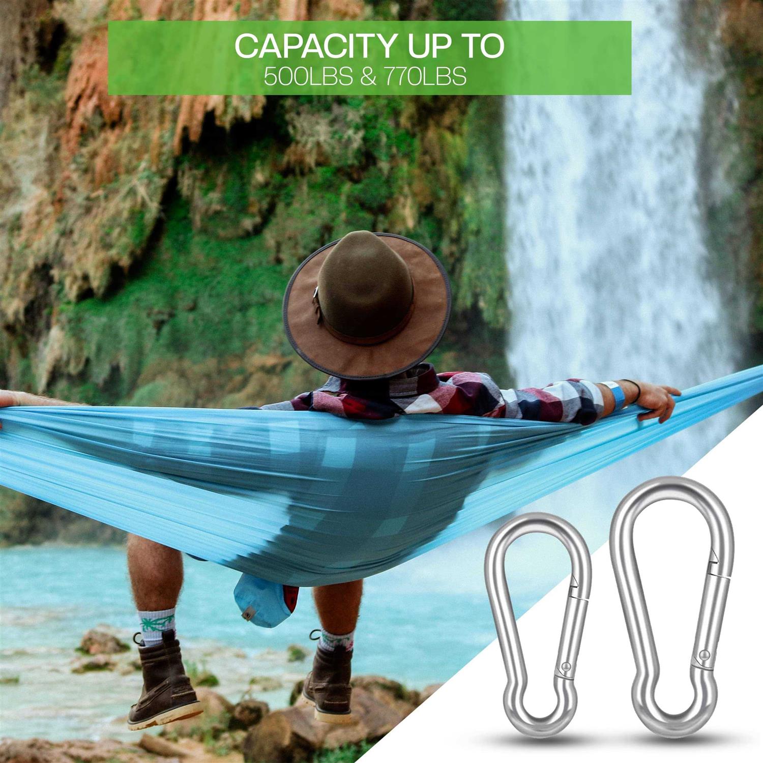 Marine Grade 316 Marked Stainless Steel Carabiner Clips, Heavy Duty Spring Snap Hooks for Gym, and Outdoor Activities - Image 2