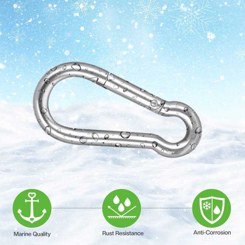Marine Grade 316 Marked Stainless Steel Carabiner Clips, Heavy Duty Spring Snap Hooks for Gym, and Outdoor Activities - Image 3