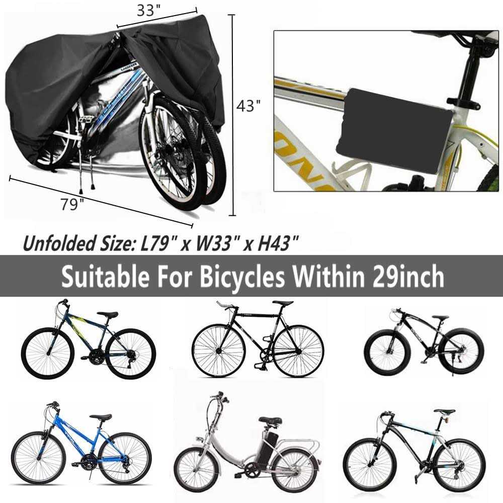 YOTOM Bike Covers for 2 or 3 Bikes 2XL Size Outdoor Waterproof & Anti-UV Bicycle Covers with Lock Hole for Mountain Road Electric Bikes - Image 3
