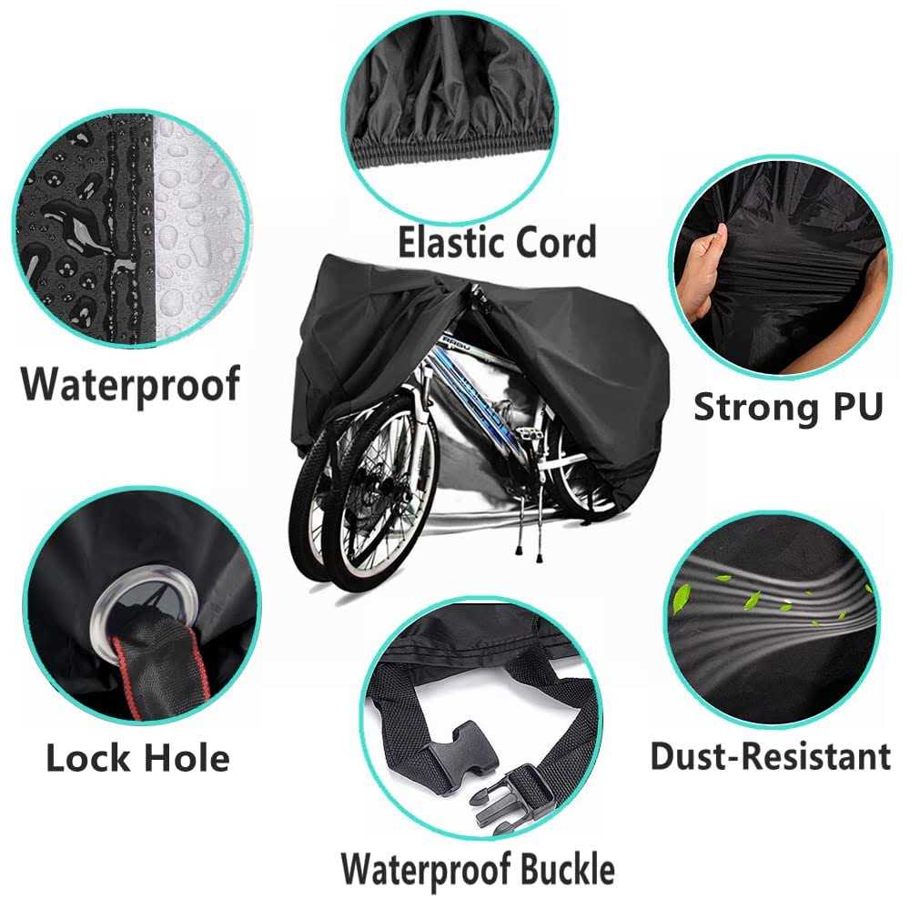 YOTOM Bike Covers for 2 or 3 Bikes 2XL Size Outdoor Waterproof & Anti-UV Bicycle Covers with Lock Hole for Mountain Road Electric Bikes - Image 4