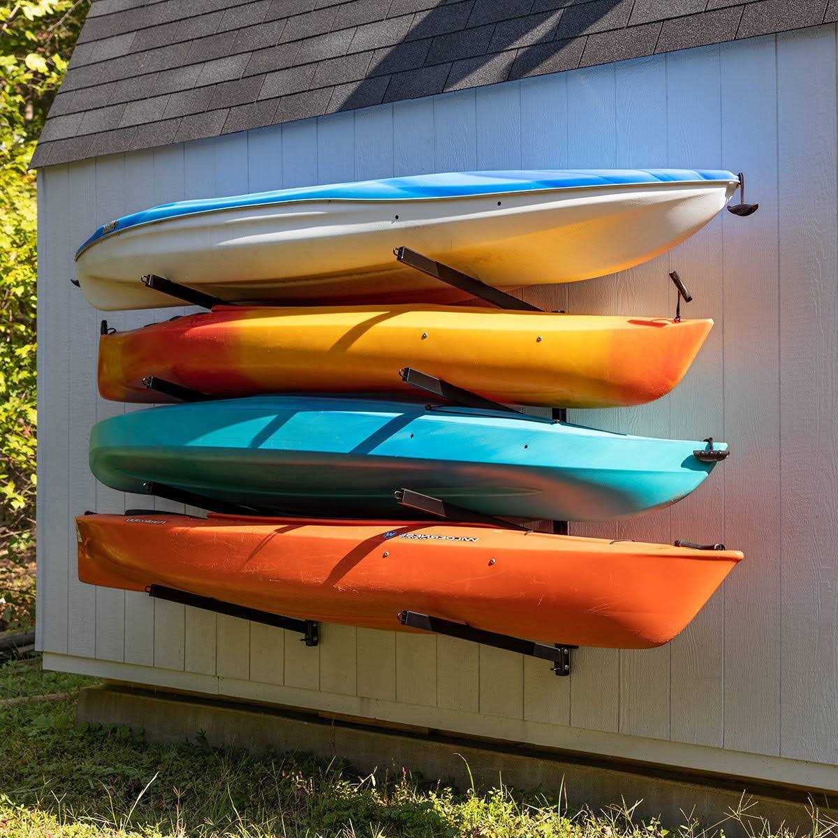 StoreYourBoard Outdoor 4 Kayak Storage Rack Wall Mount Holds 400 lbs