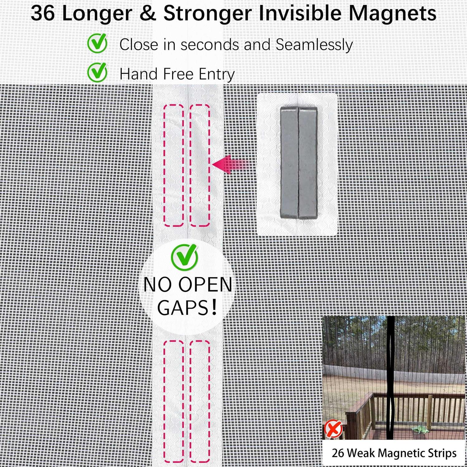 Odocovo Upgraded Magnetic Screen Door for Single Door,36 Longer Magnets Fiberglass - Image 2
