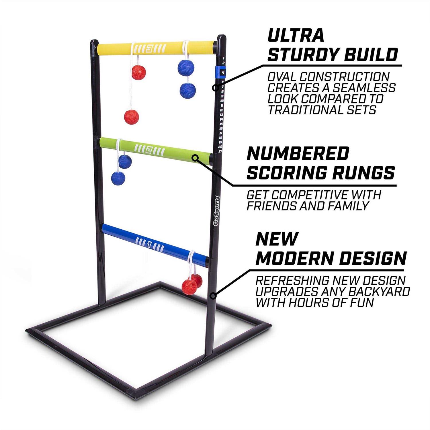 GoSports Ladder Toss Indoor/Outdoor Game Set with 6 Soft Rubber Bolo Balls - Image 2