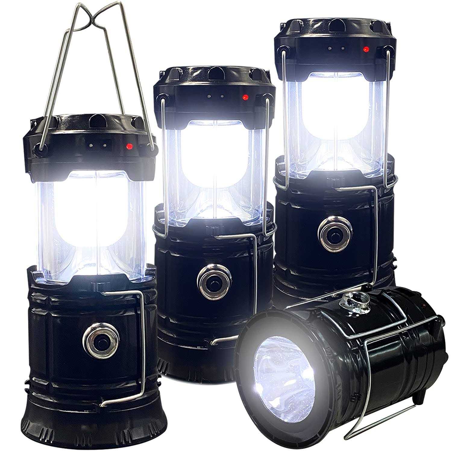 Collapsible Portable LED Camping Lantern XTAUTO Lightweight Waterproof Solar USB Rechargeable LED Flashlight Survival Kits for Indoor Outdoor Home