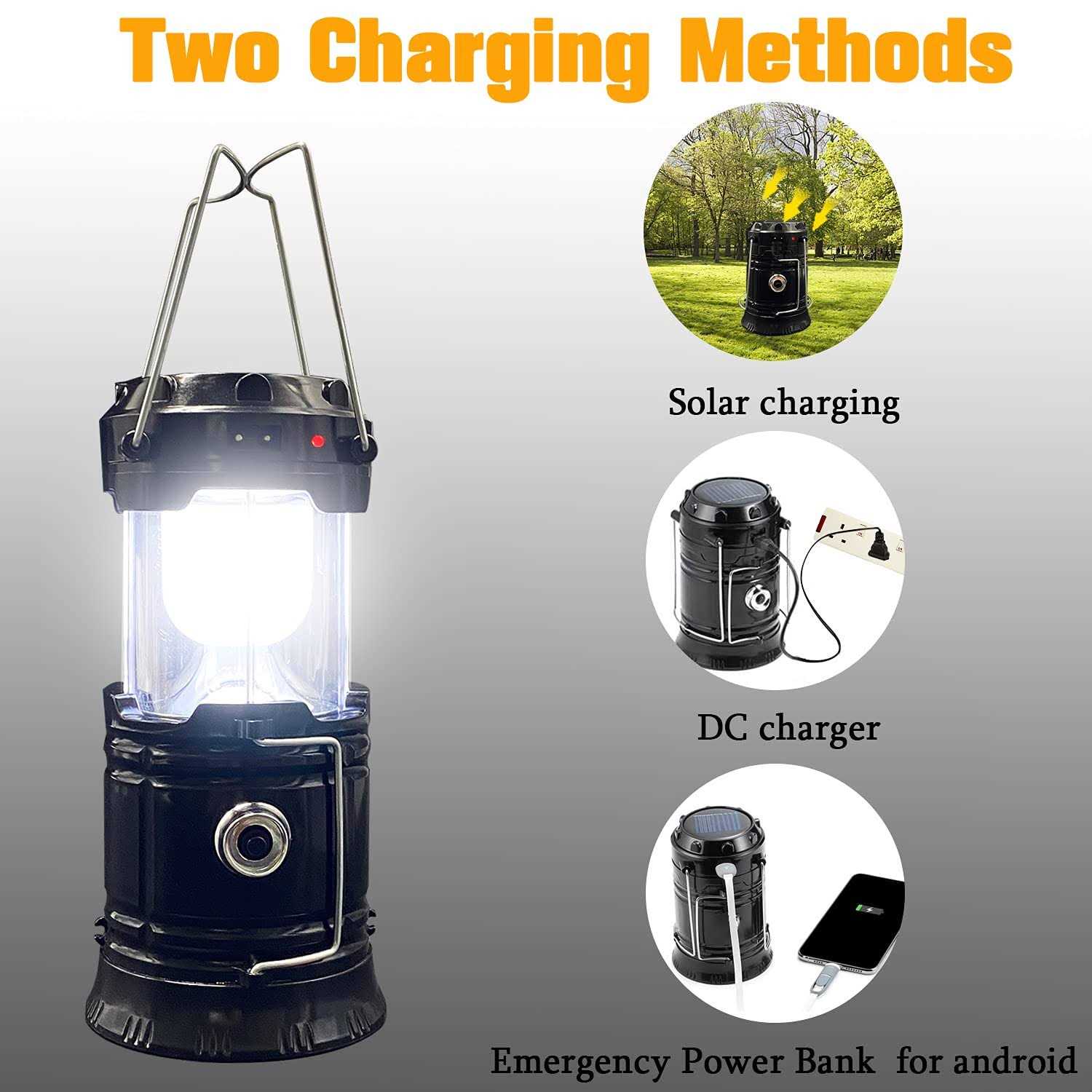 Collapsible Portable LED Camping Lantern XTAUTO Lightweight Waterproof Solar USB Rechargeable LED Flashlight Survival Kits for Indoor Outdoor Home - Image 5