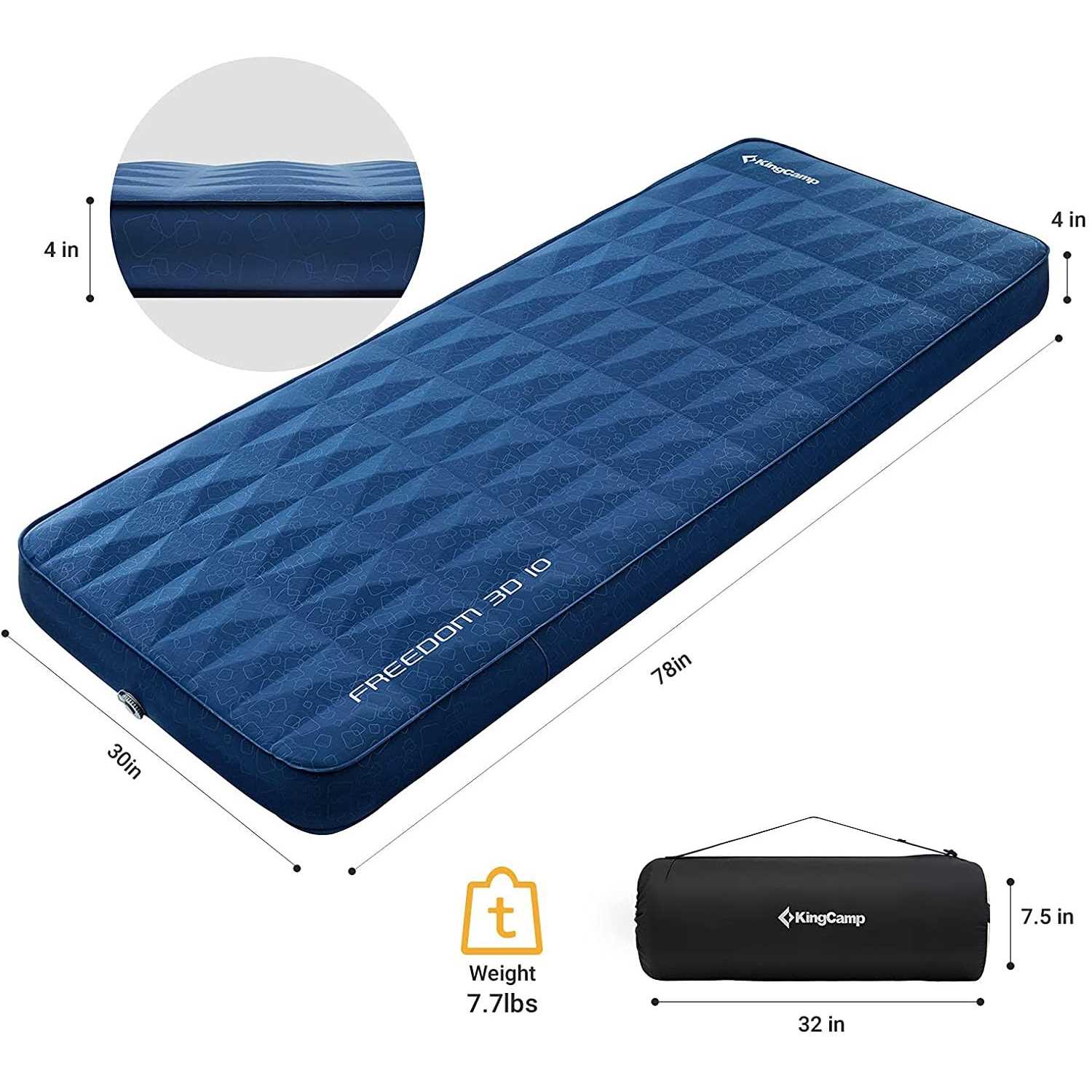 KingCamp 4 Inch Thick Self-Inflating Camping Pad - Image 2