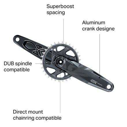 Alternative view of SRAM GX Eagle SuperBoost+ DUB Crankset