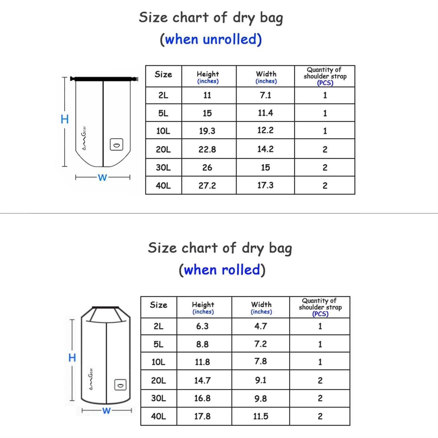 OMGear Waterproof Dry Bag Backpack Waterproof Phone Pouch 40L/30L/20L/10L/5L Floating Dry Sack For Kayaking Boating Sailing Canoeing Rafting Hiking - Image 3