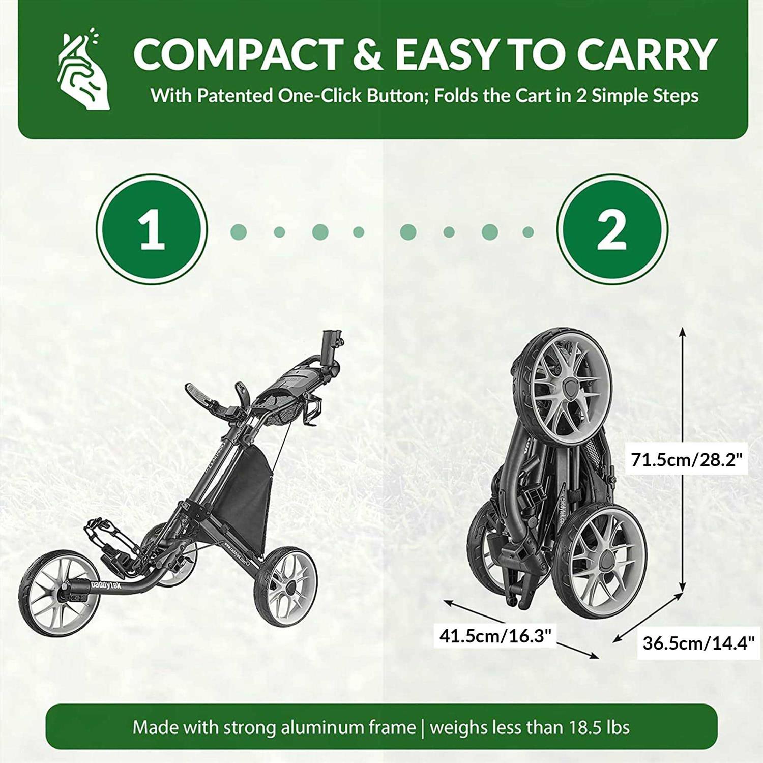 CaddyTek CaddyLite EZ Version 8 3 Wheel Golf Push Cart - Image 2