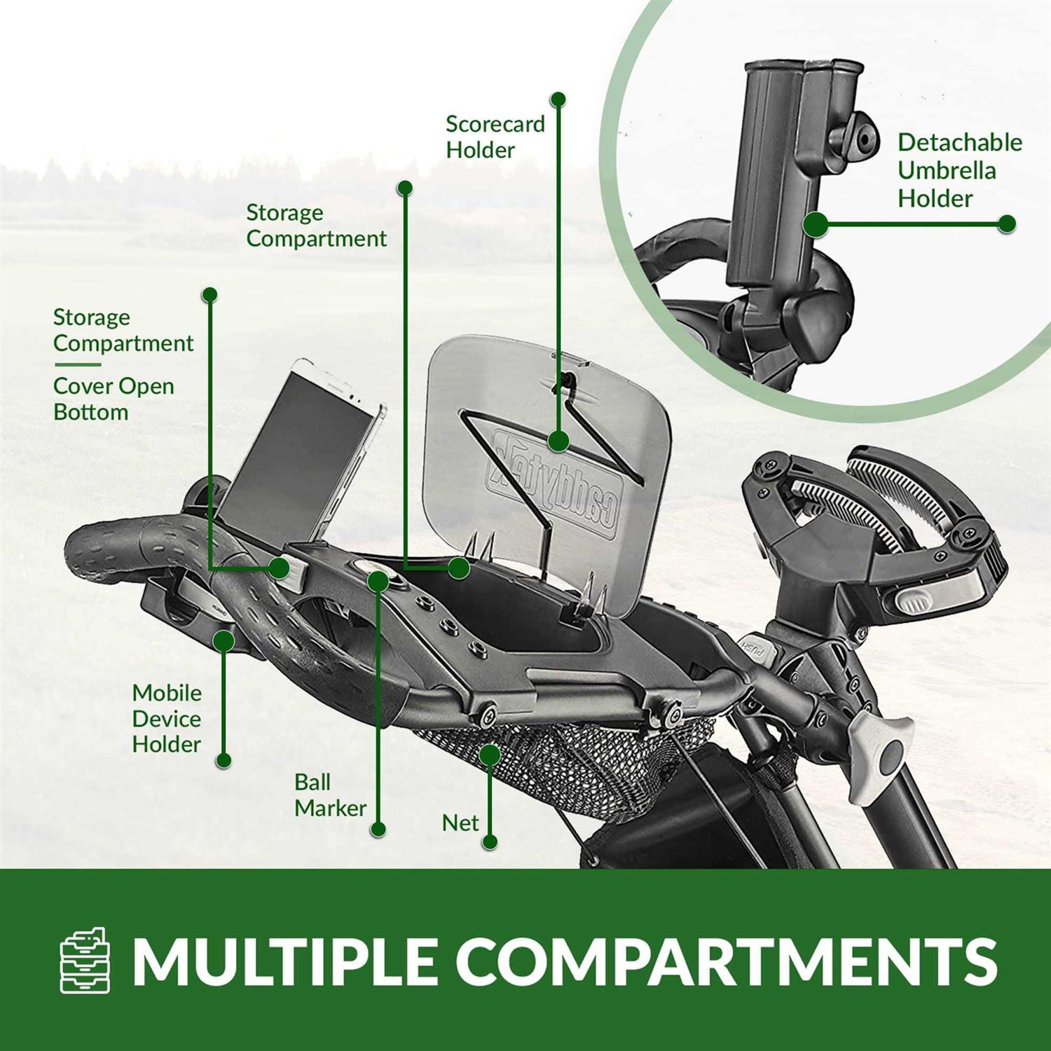CaddyTek CaddyLite EZ Version 8 3 Wheel Golf Push Cart - Image 3