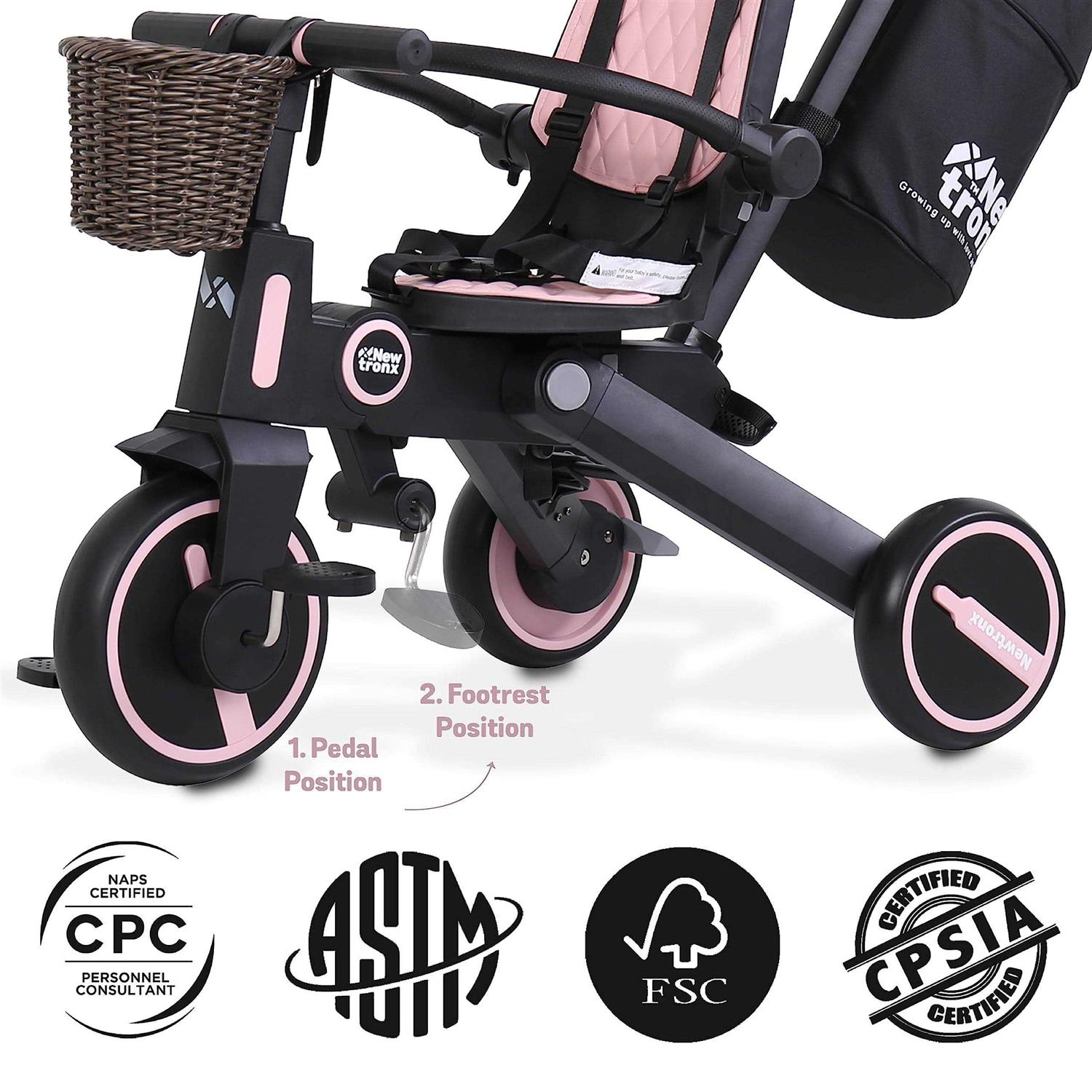 Newtronx Trixplorer 7 in 1 Toddler Tricycle Removable Push Handle - Image 5