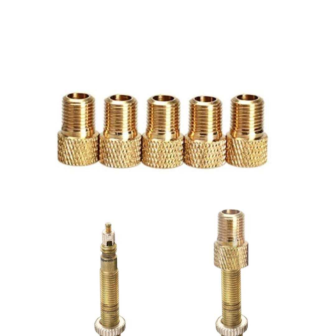 Juscycling Presta to Schrader Valve Adapter for Bike, Inflate Presta Valve Tire with Air Compressor or Regular Bike Pump Brass