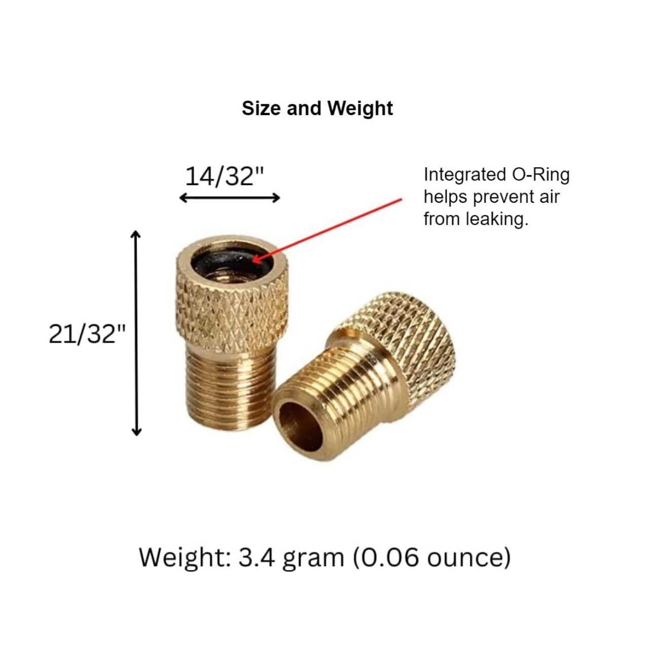 Juscycling Presta to Schrader Valve Adapter for Bike, Inflate Presta Valve Tire with Air Compressor or Regular Bike Pump Brass - Image 2