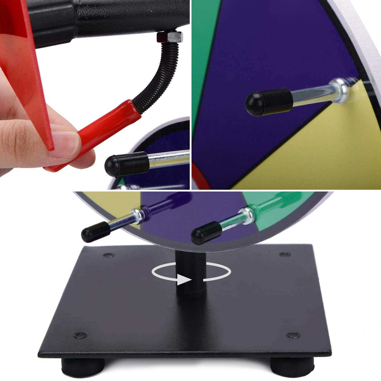 T-SIGN 12 Inch Heavy Duty Spinning Prize Wheel 10 Slots Color Tabletop Roulette Spinner of Fortune Spin The with Dry Erase Marker and Eraser Win Game - Image 5