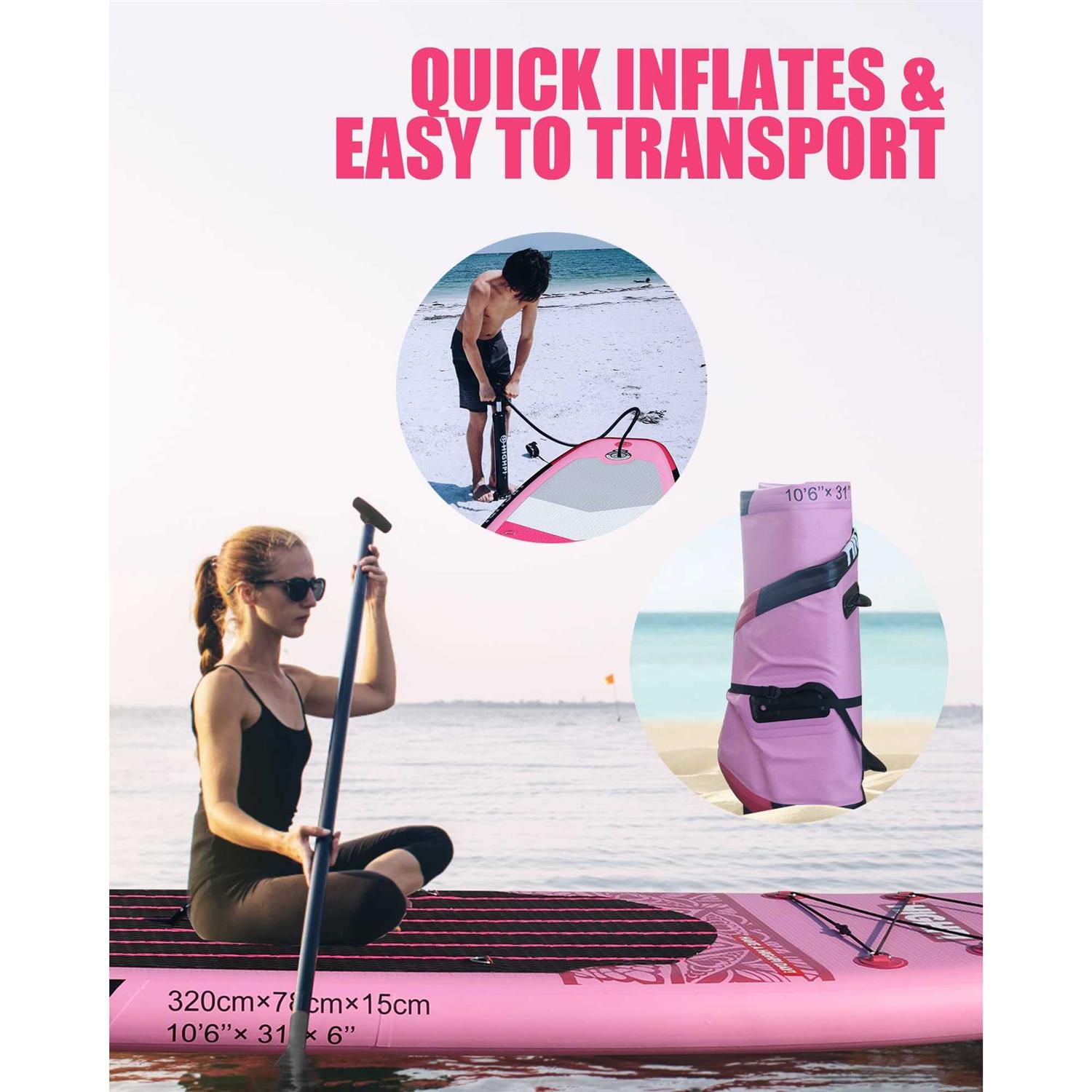 Highpi Inflatable Stand Up Paddle Board Vertically Center-Folded SUP - Image 2