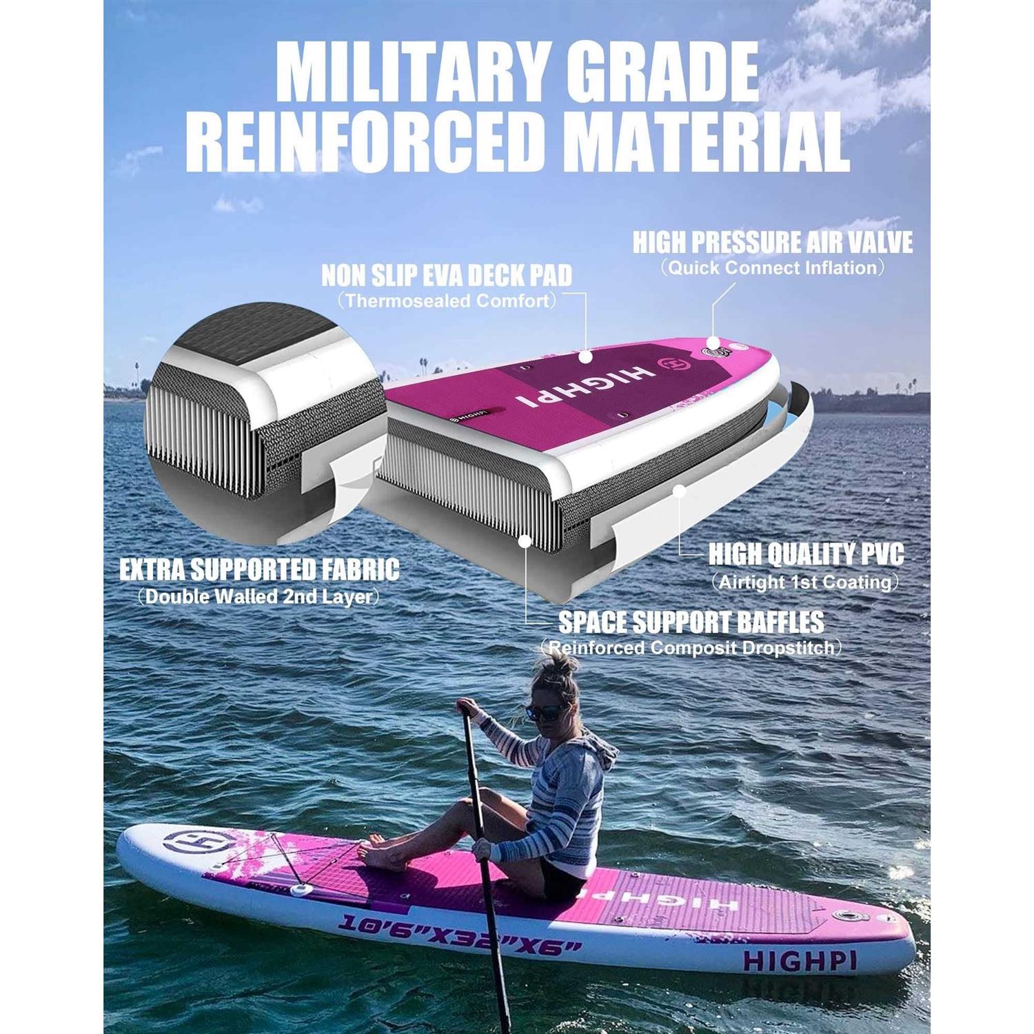 Highpi Inflatable Stand Up Paddle Board Vertically Center-Folded SUP - Image 4