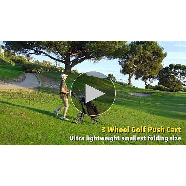 KVV 3 Wheel Foldable/Collapsible Golf Push Cart Ultra Lightweight Smallest Folding - Image 2