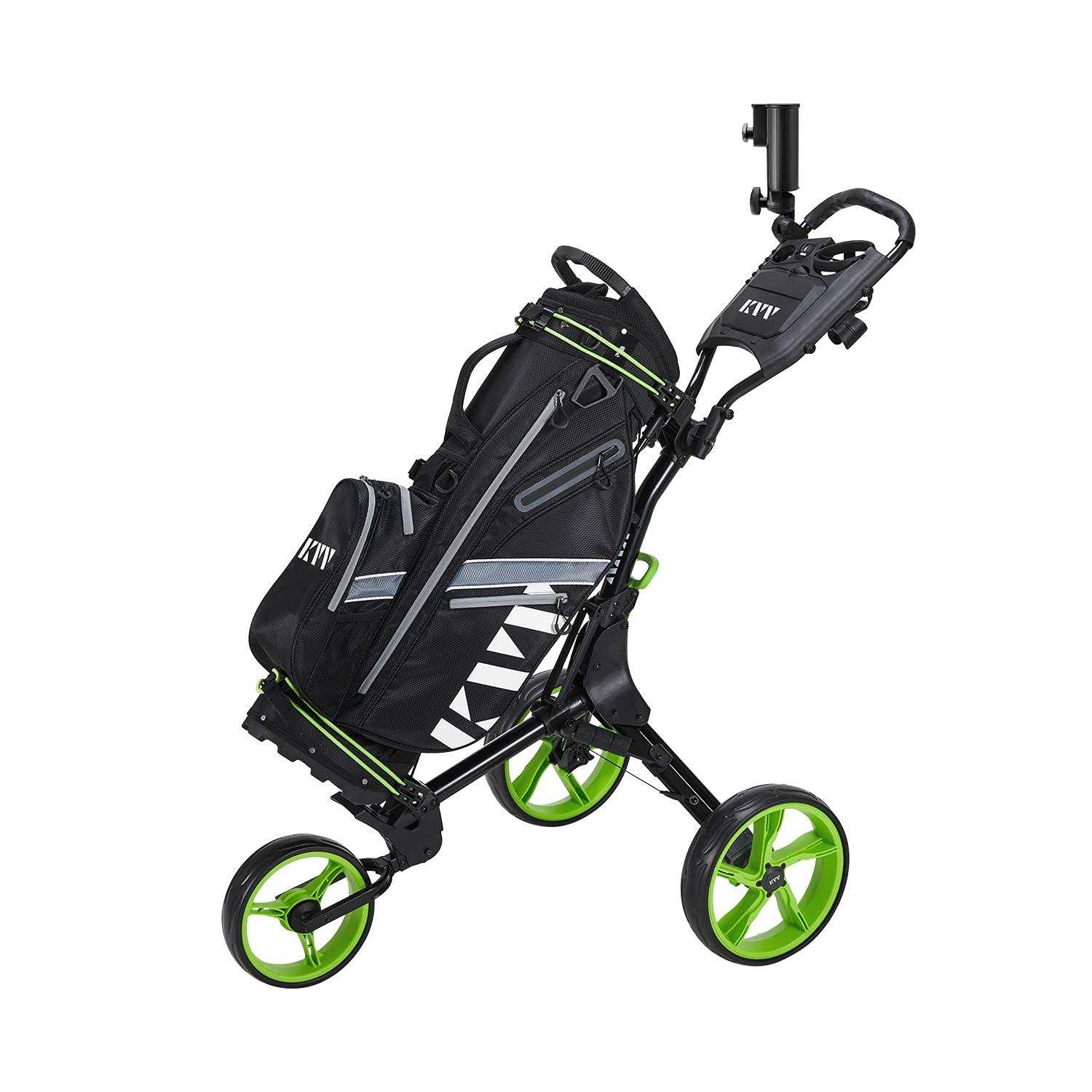 KVV 3 Wheel Foldable/Collapsible Golf Push Cart Ultra Lightweight Smallest Folding - Image 4