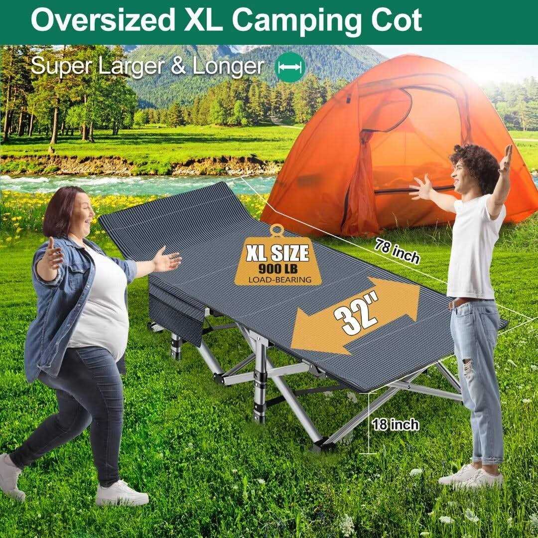 Naizea Camping Cot Portable Folding Adults Sleeping Cot Bed Bag &mattress - Image 3