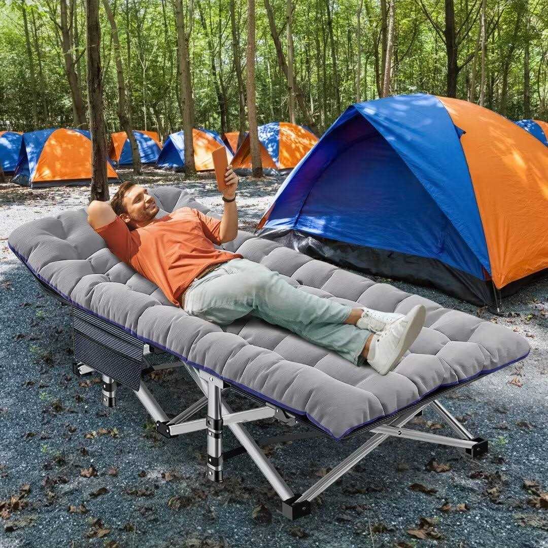 Naizea Camping Cot Portable Folding Adults Sleeping Cot Bed Bag &mattress - Image 5