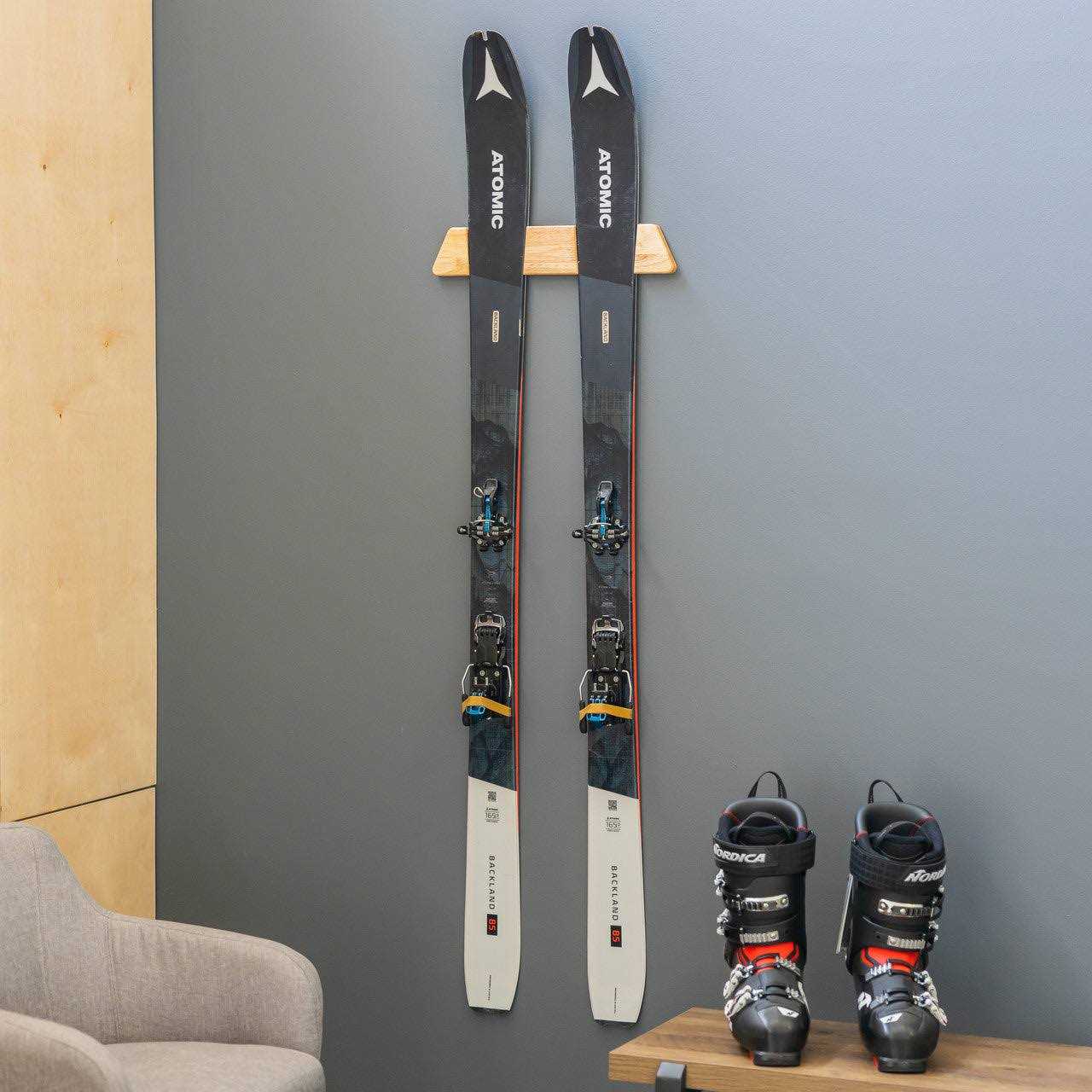 storeyourboard Minimalist Wood Ski Display Rack