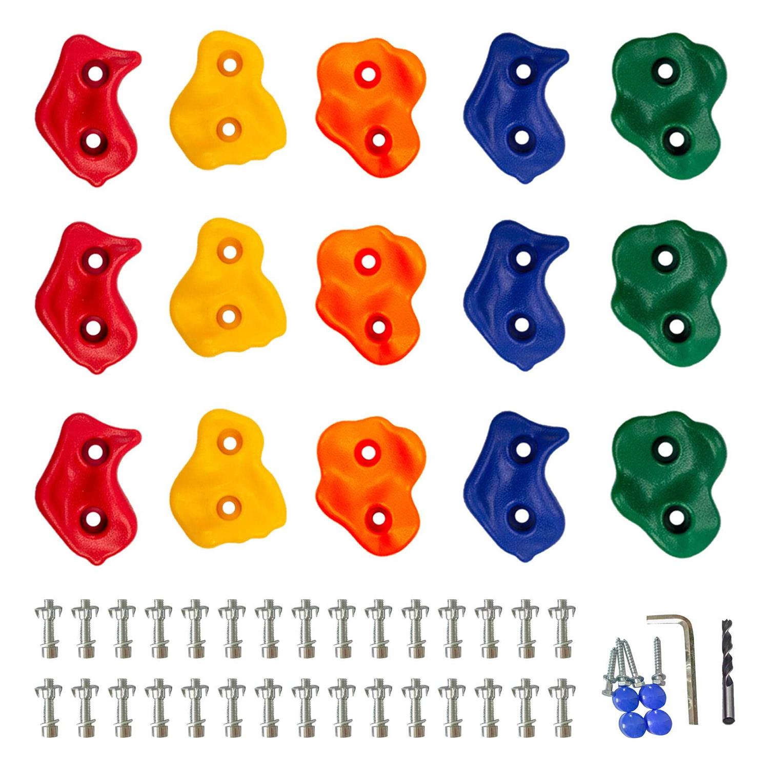KINSPORY 15Pc Colourful Pig Nose Shape Children Rock Climbing Holds Indoor Outdoor Kids Playground Build - Image 5