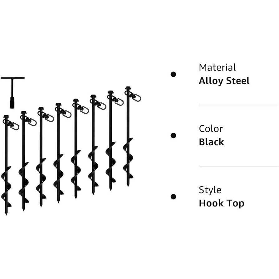 Vasgor Ground Anchors Easy to Use with Drill Heavy Duty Anchor Hook for Camping Tent - Image 5