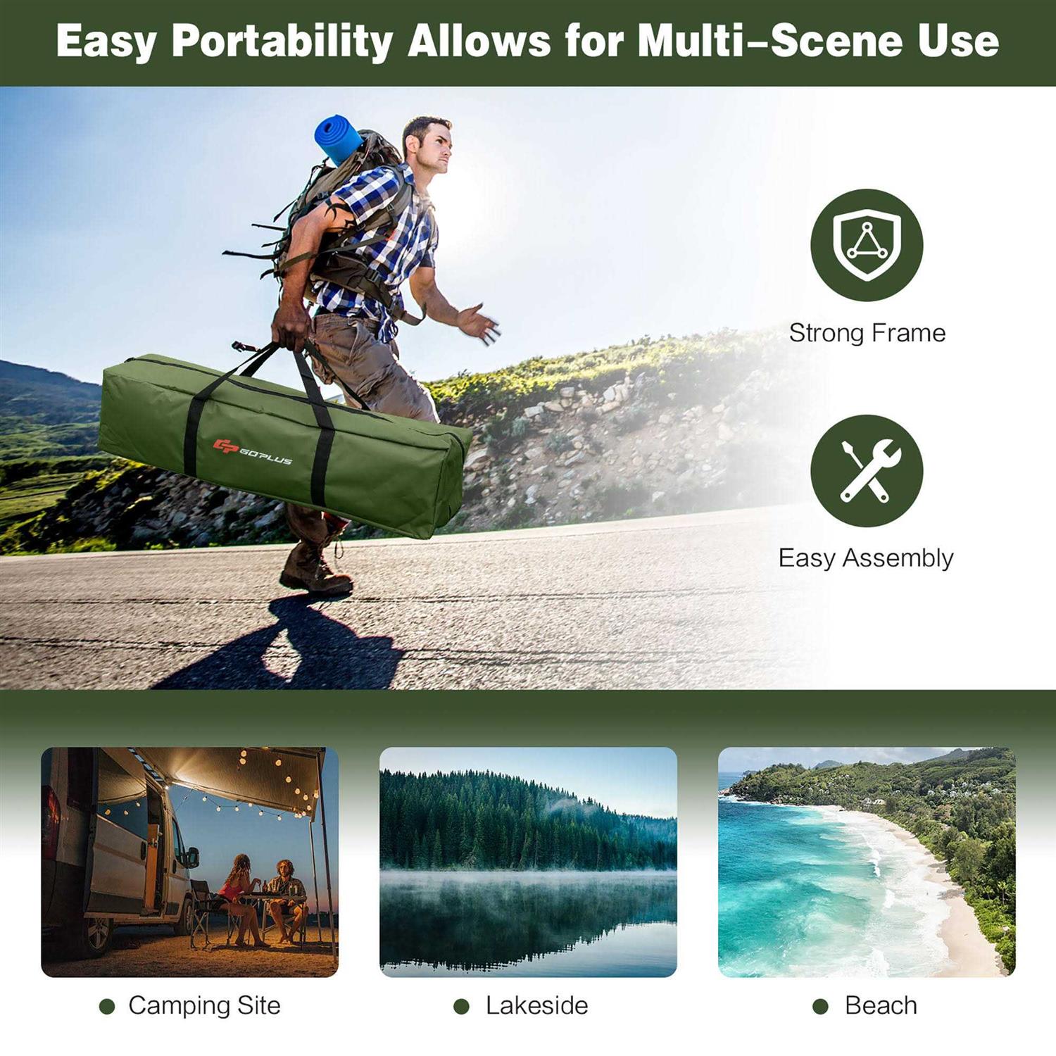 Costway 2-Person Foldable Outdoor Camping Tent Cot with Air Mattress & Sleeping Bag - Image 4