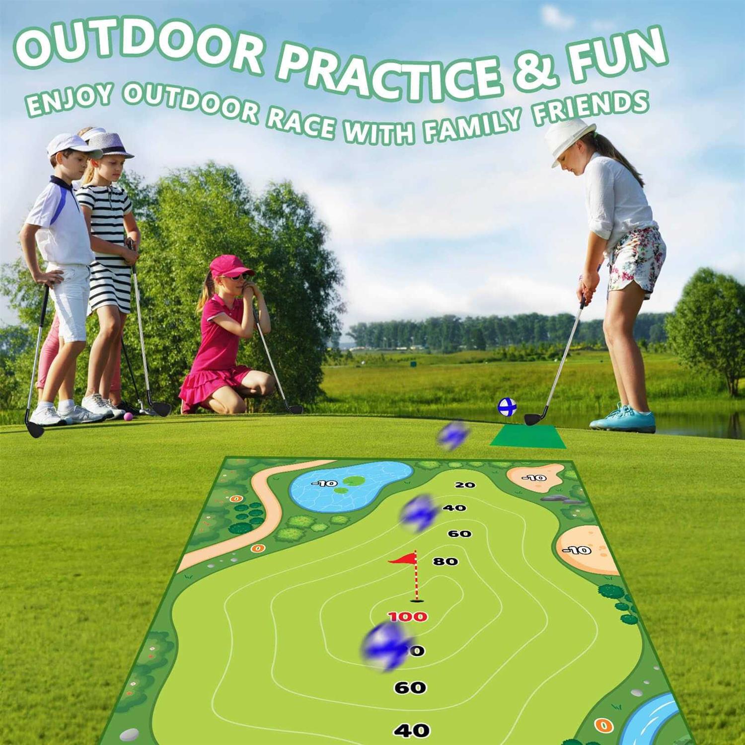 Golf Chipping Game Mat Chip Games Sticky Practice Golf Game Set for Adults Kids Indoor Outdoor Backyard Garden Party - Image 4