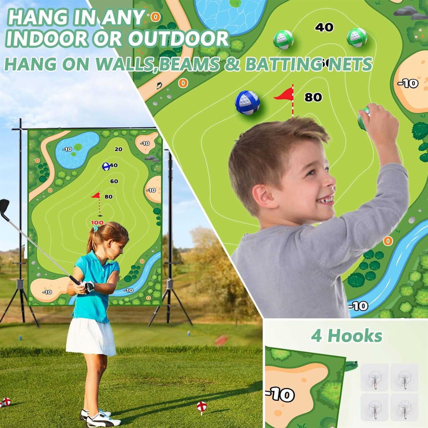 Golf Chipping Game Mat Chip Games Sticky Practice Golf Game Set for Adults Kids Indoor Outdoor Backyard Garden Party - Image 5
