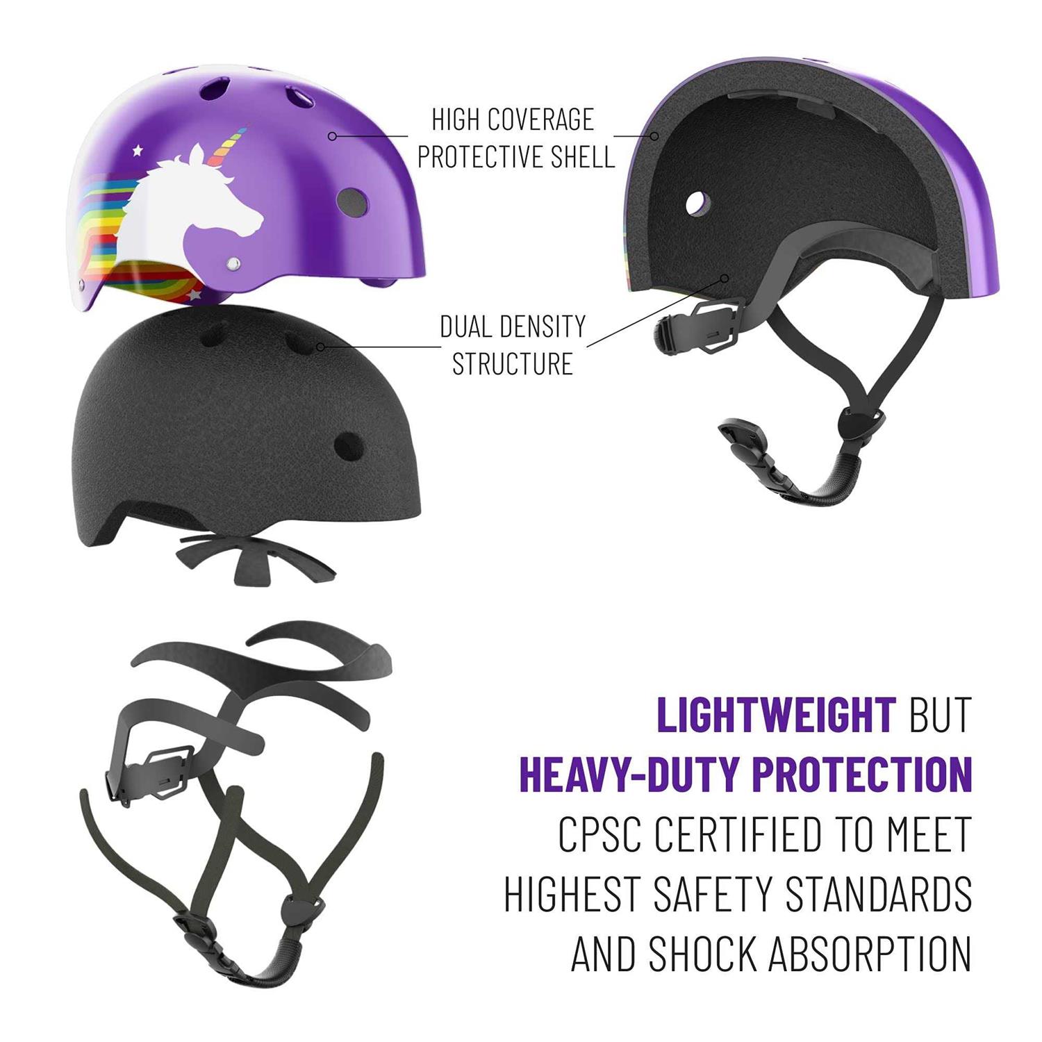 Noggn Bike Helmet for Kids, Girls and Boys Rainbow Unicorn - Image 2