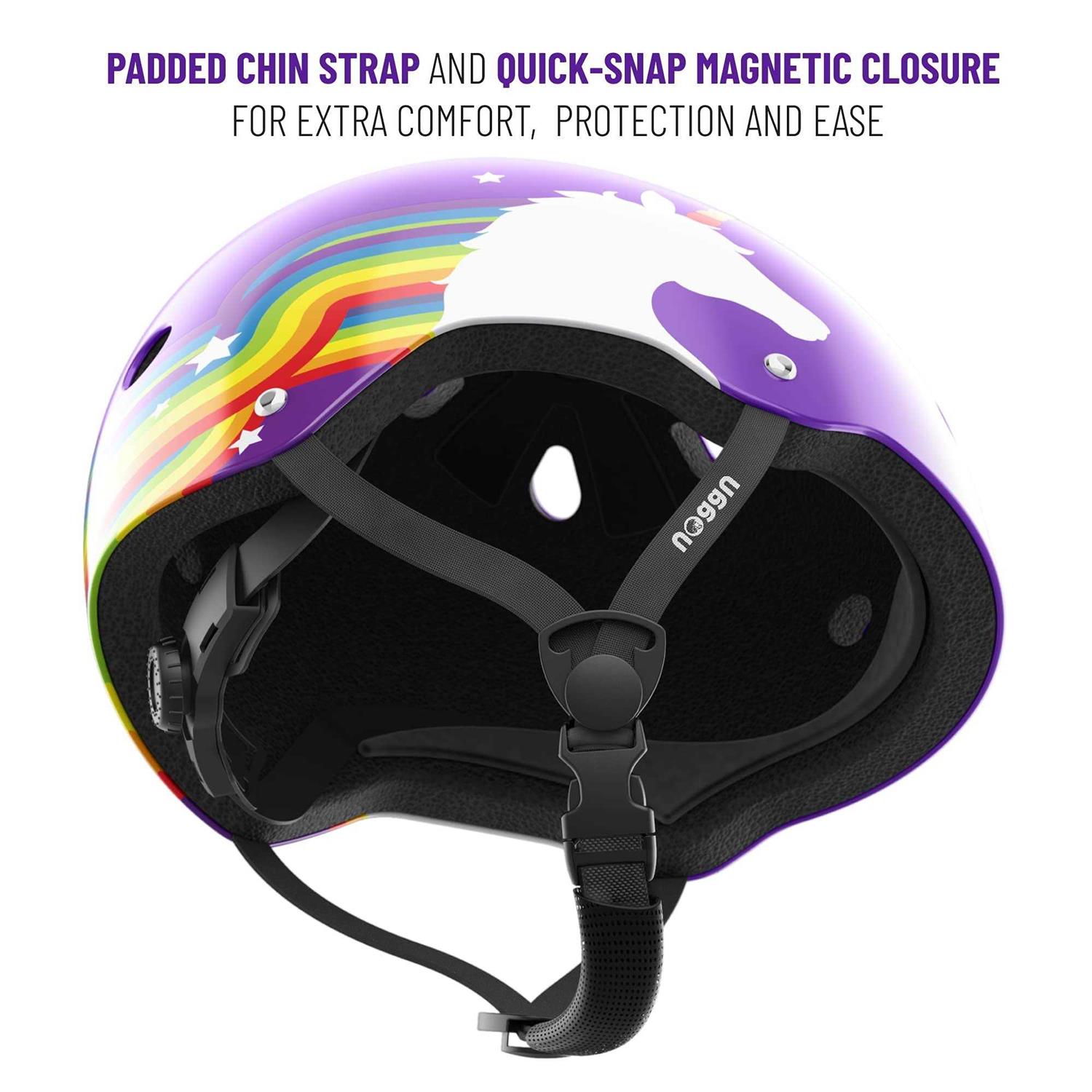 Noggn Bike Helmet for Kids, Girls and Boys Rainbow Unicorn - Image 4