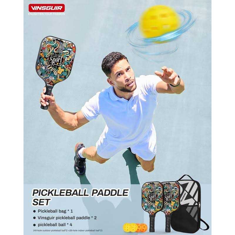 VINSGUIR Pickleball Paddles USAPA Approved Fiberglass Pickleball Set of 2 - Image 3