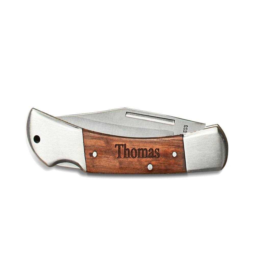 Personalized Wood Handled Locking Blade Pocket Knife - Image 2