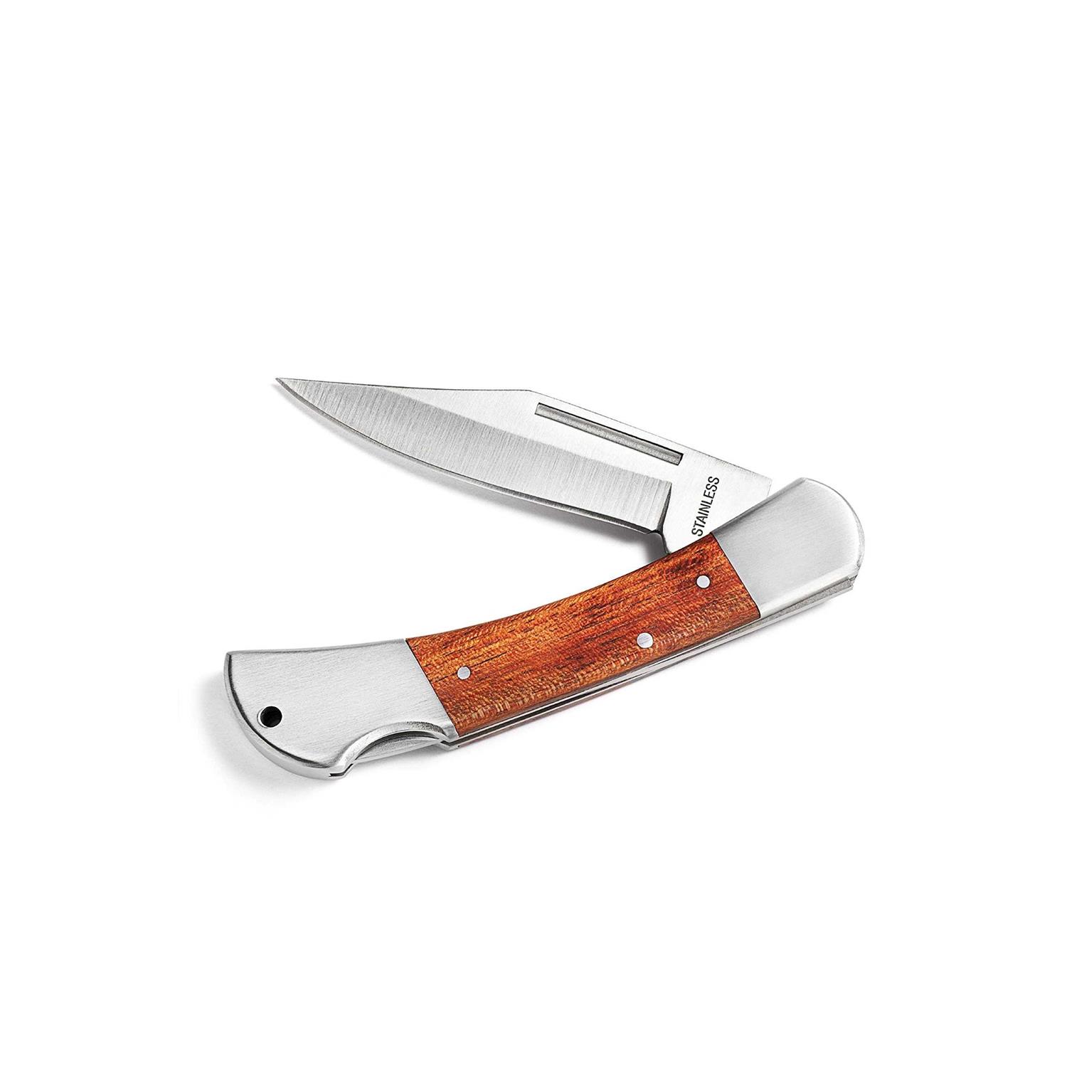 Personalized Wood Handled Locking Blade Pocket Knife - Image 3
