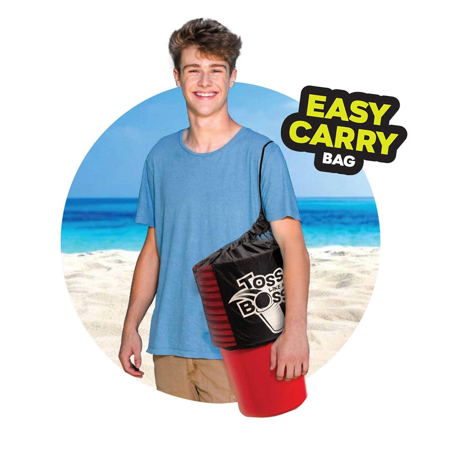 Banzai Toss Like A Boss Outdoor Giant Pong Lawn Game with Drawstring Bag - Image 5