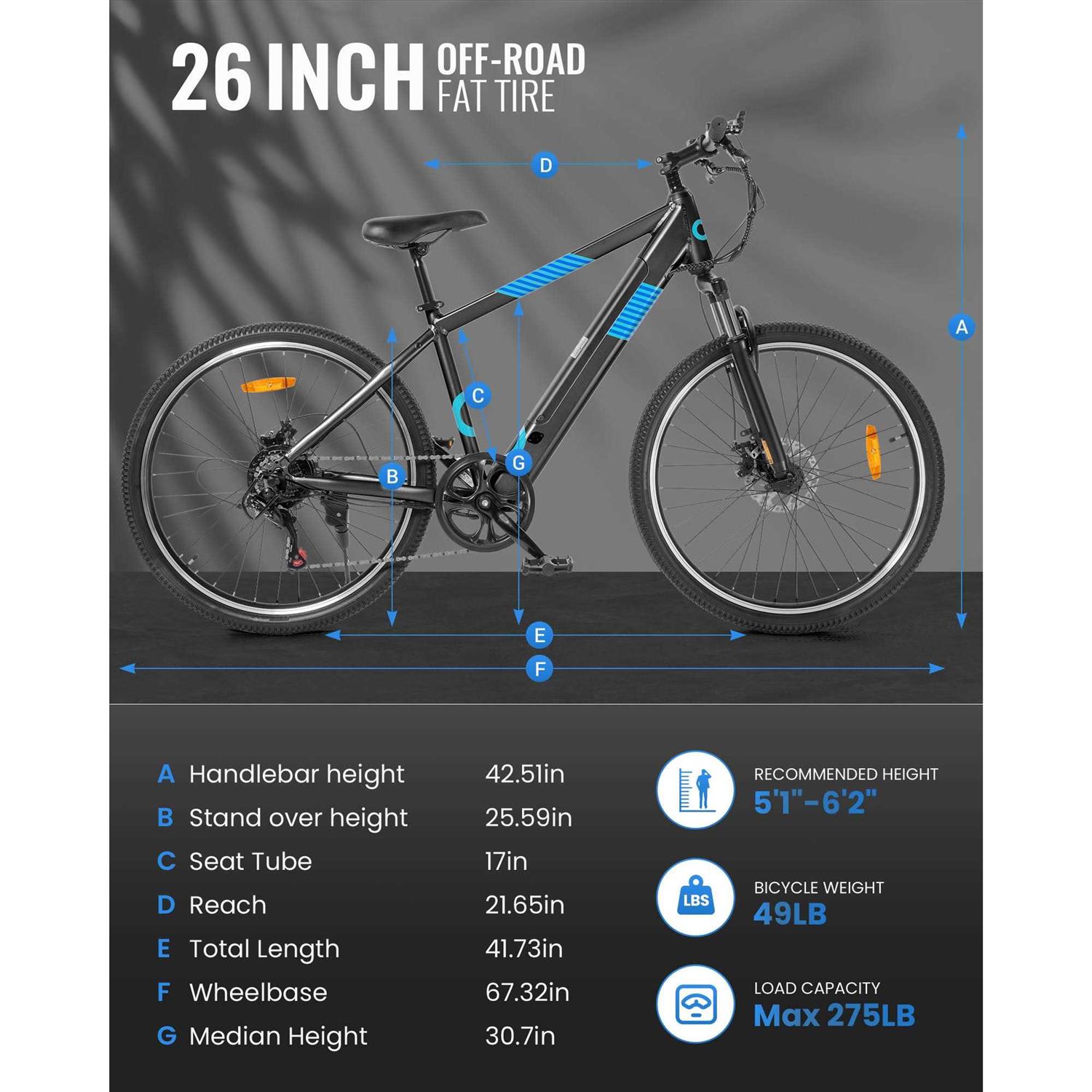 Kistp 350w Electric Bike 26 inch Electric Mountain Bike for Adults 36V Built-in Hidden Removable Battery with Shimano 7 Speed City Commuter Bike - Image 2