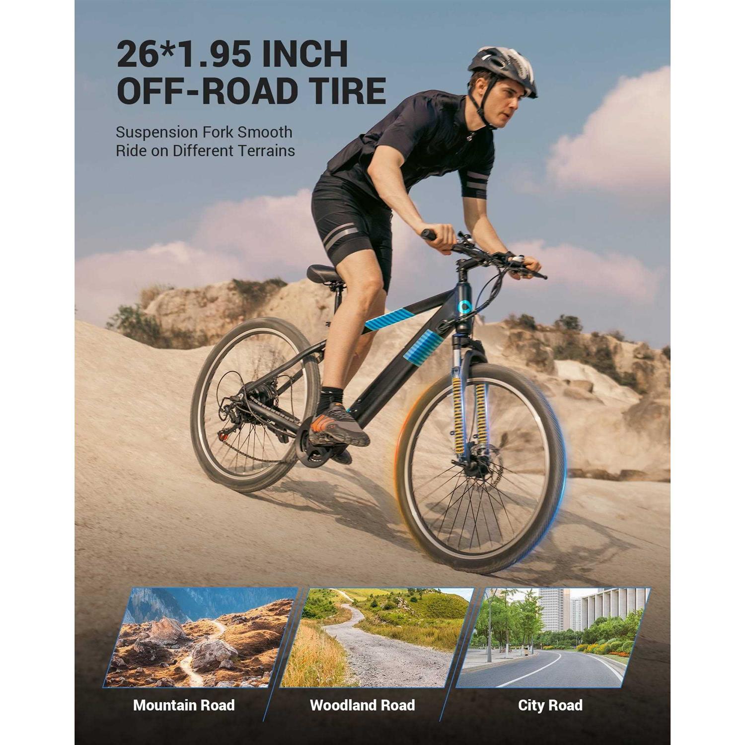 Kistp 350w Electric Bike 26 inch Electric Mountain Bike for Adults 36V Built-in Hidden Removable Battery with Shimano 7 Speed City Commuter Bike - Image 5