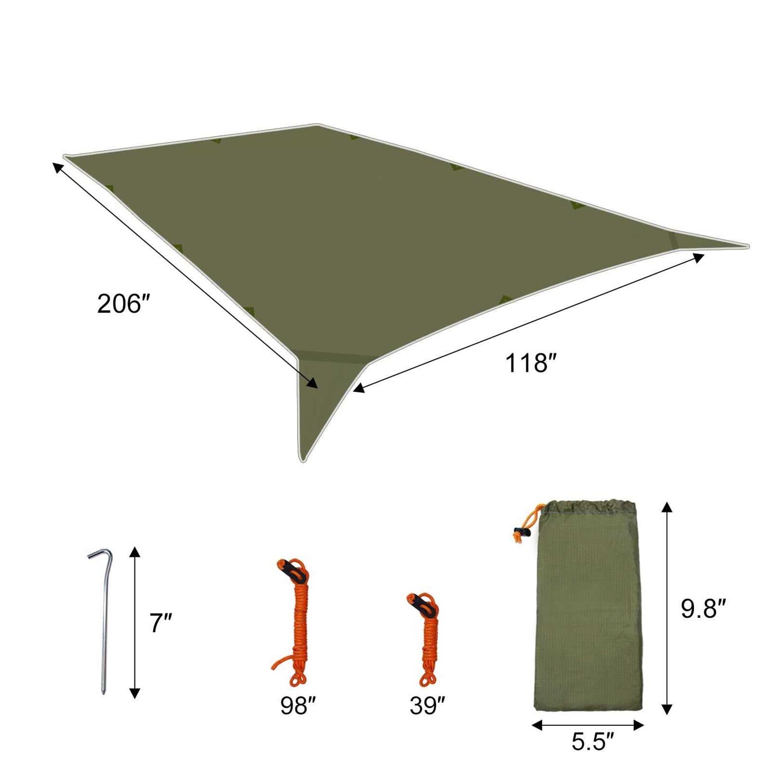 GEERTOP 17 × 10 ft Large Camping Tent Tarp Outdoor Waterproof Flame Retardant Hammock Rain Fly Backpacking Tent Tarp Shelter for Hiking Travel Picnic - Image 2