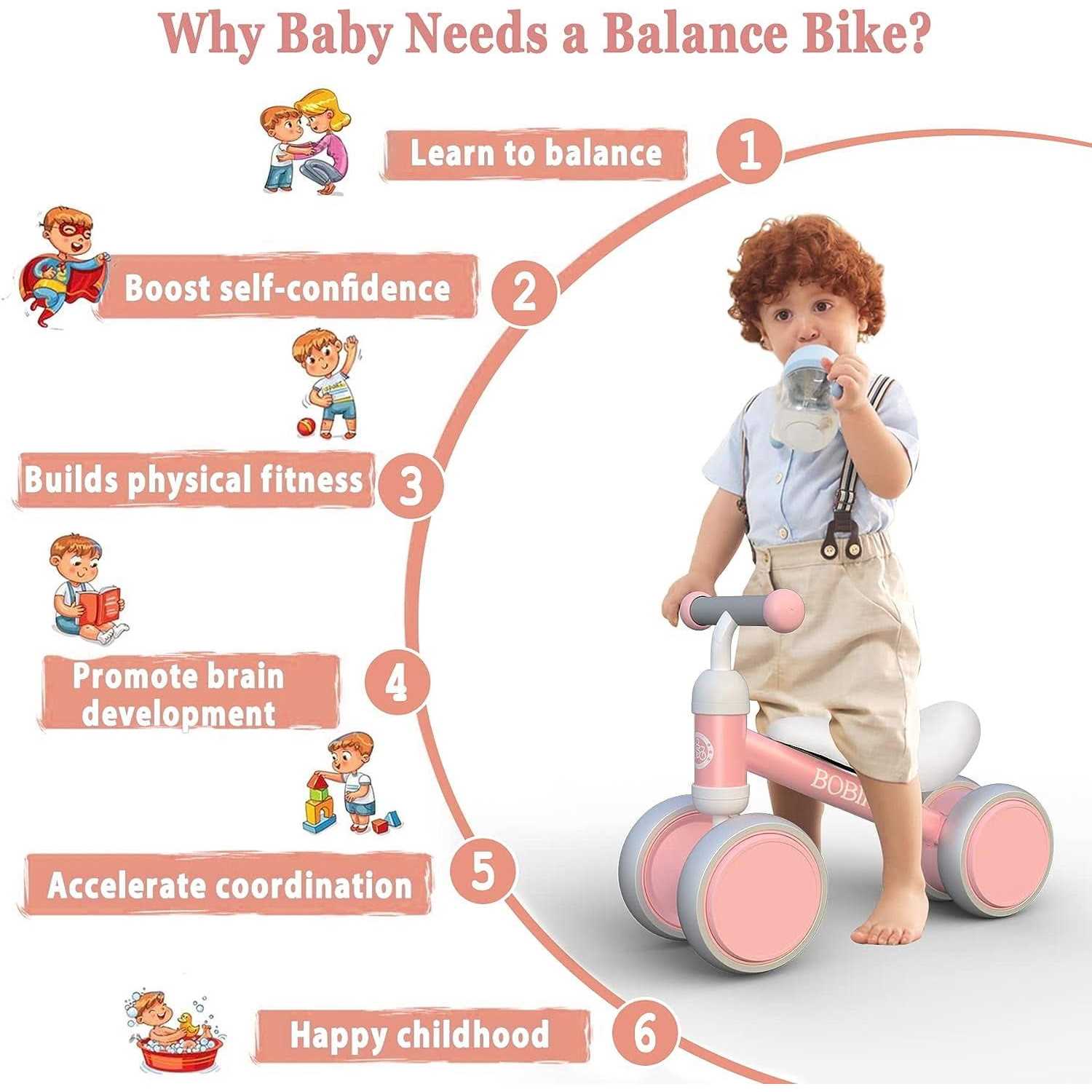 Bobike Baby Balance Bike Toys for 1 Year Old 10-24 Months Toddler Walker Bicycle - Image 5
