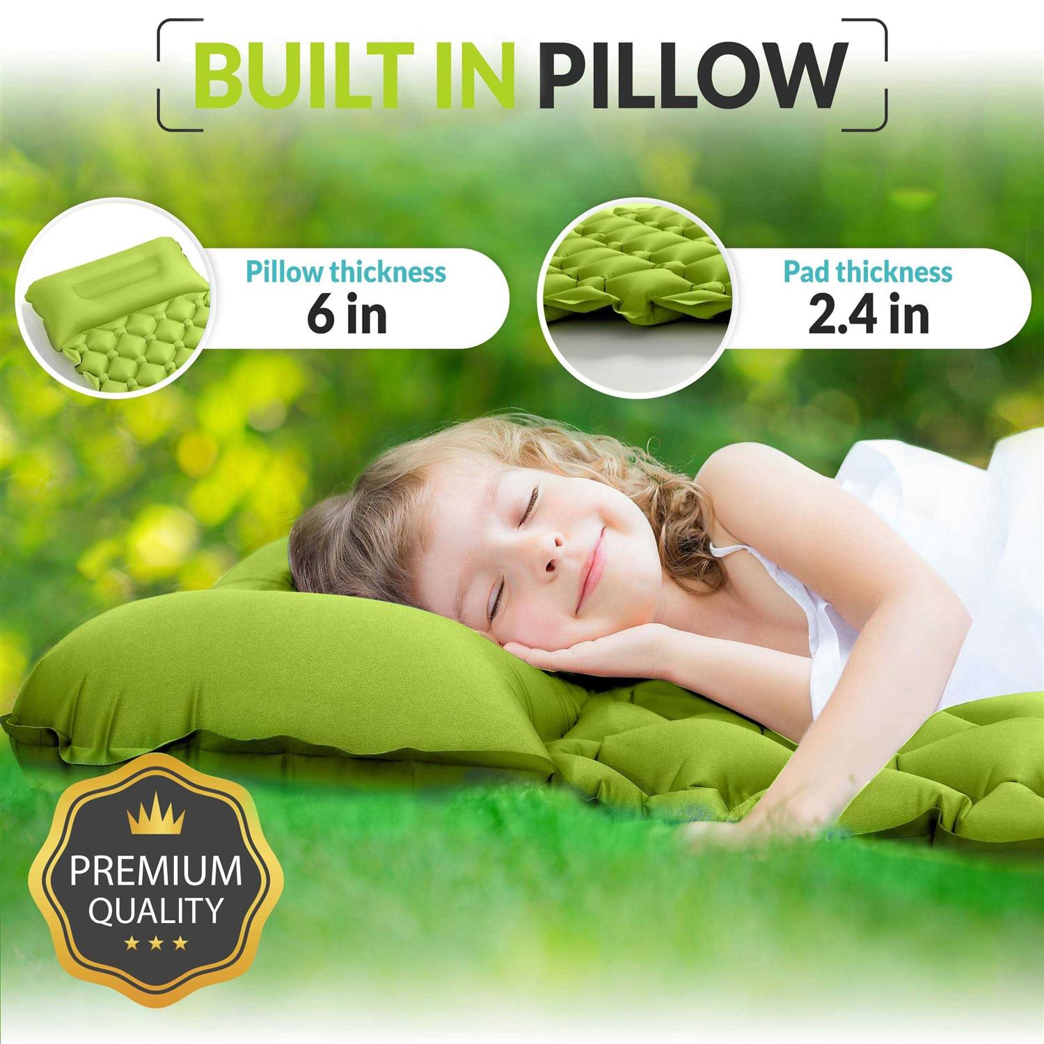 High Stream Gear Kids Sleeping Pad for Camping and Sleepovers with Pillow Inflatable Camping Mattress for Backpacking & Travel - Image 4