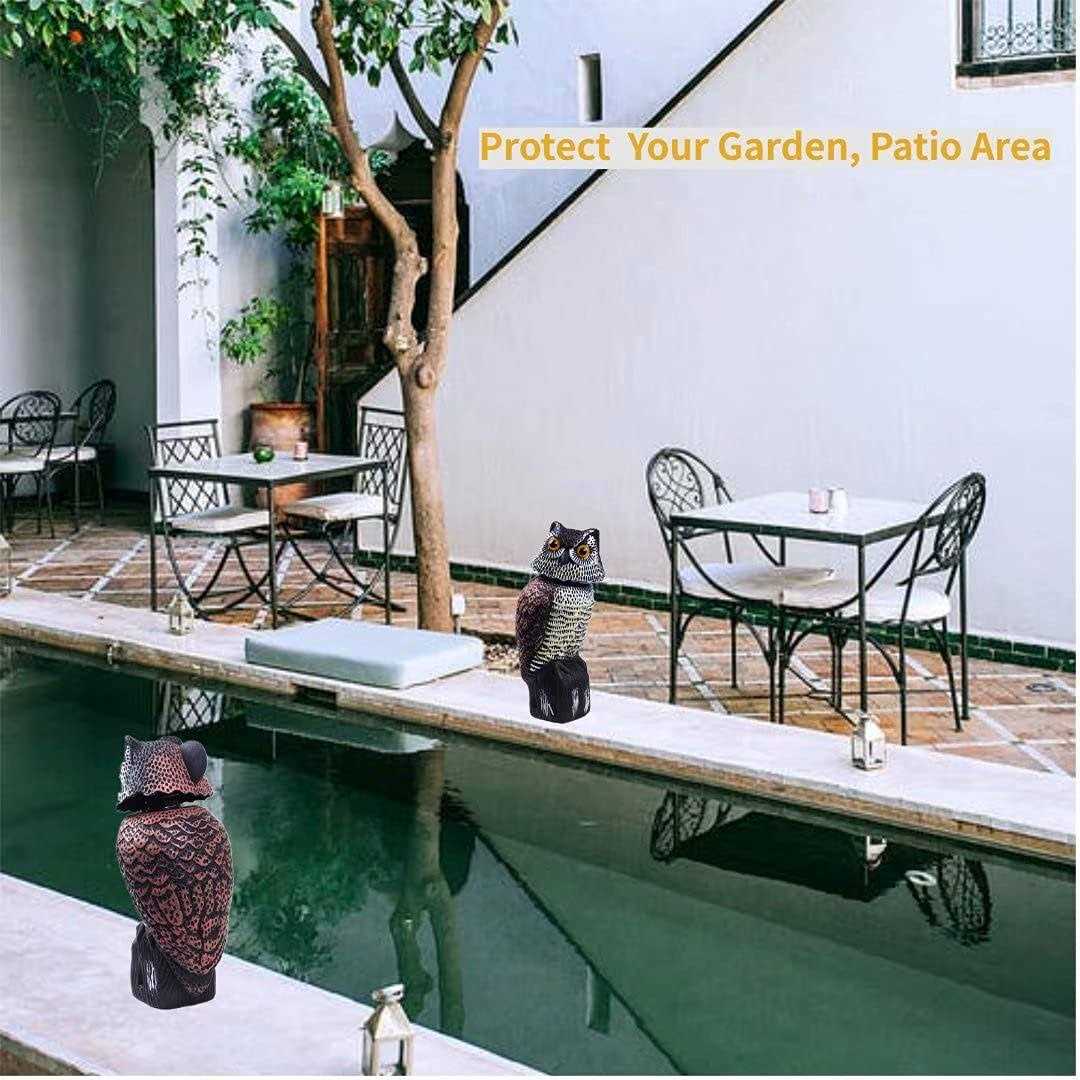 Hooyizer Owl Decoy 360 Rotate Head Scarecrow Fake Owls Natural Enemy Realistic Owls to Scare Birds Away - Image 4