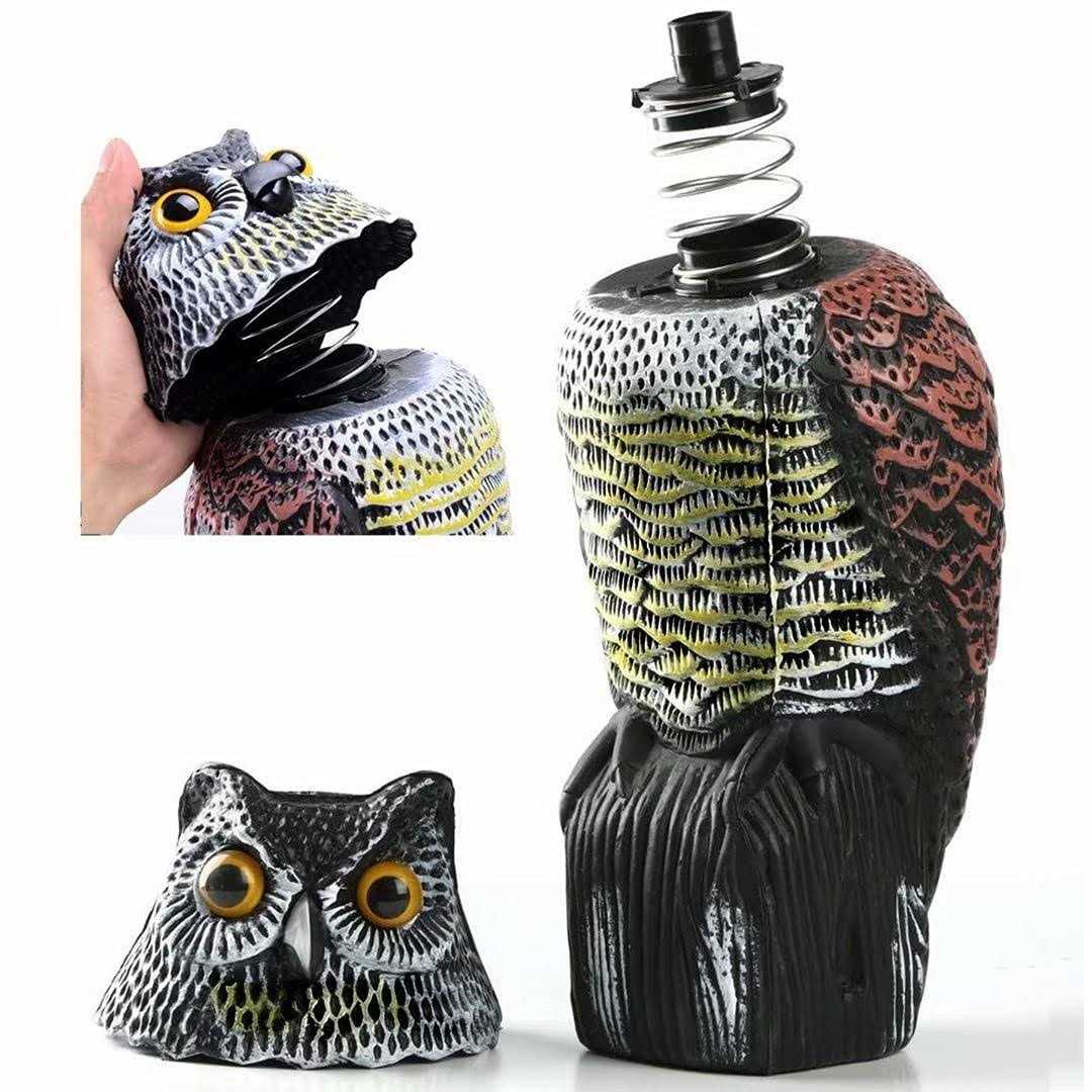 Hooyizer Owl Decoy 360 Rotate Head Scarecrow Fake Owls Natural Enemy Realistic Owls to Scare Birds Away - Image 5