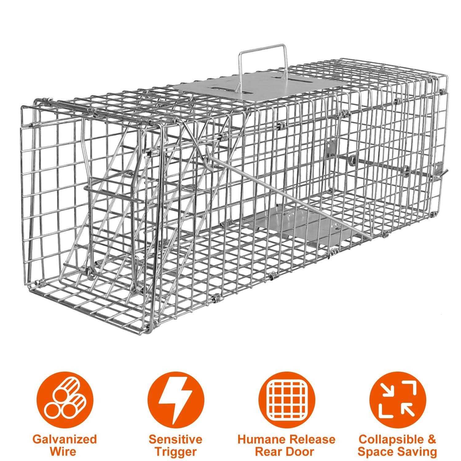 iMounTEK Humane Trap Cage Catch Release Live Small Animal Rodent Cage Collapsible Metal Wire - Image 5
