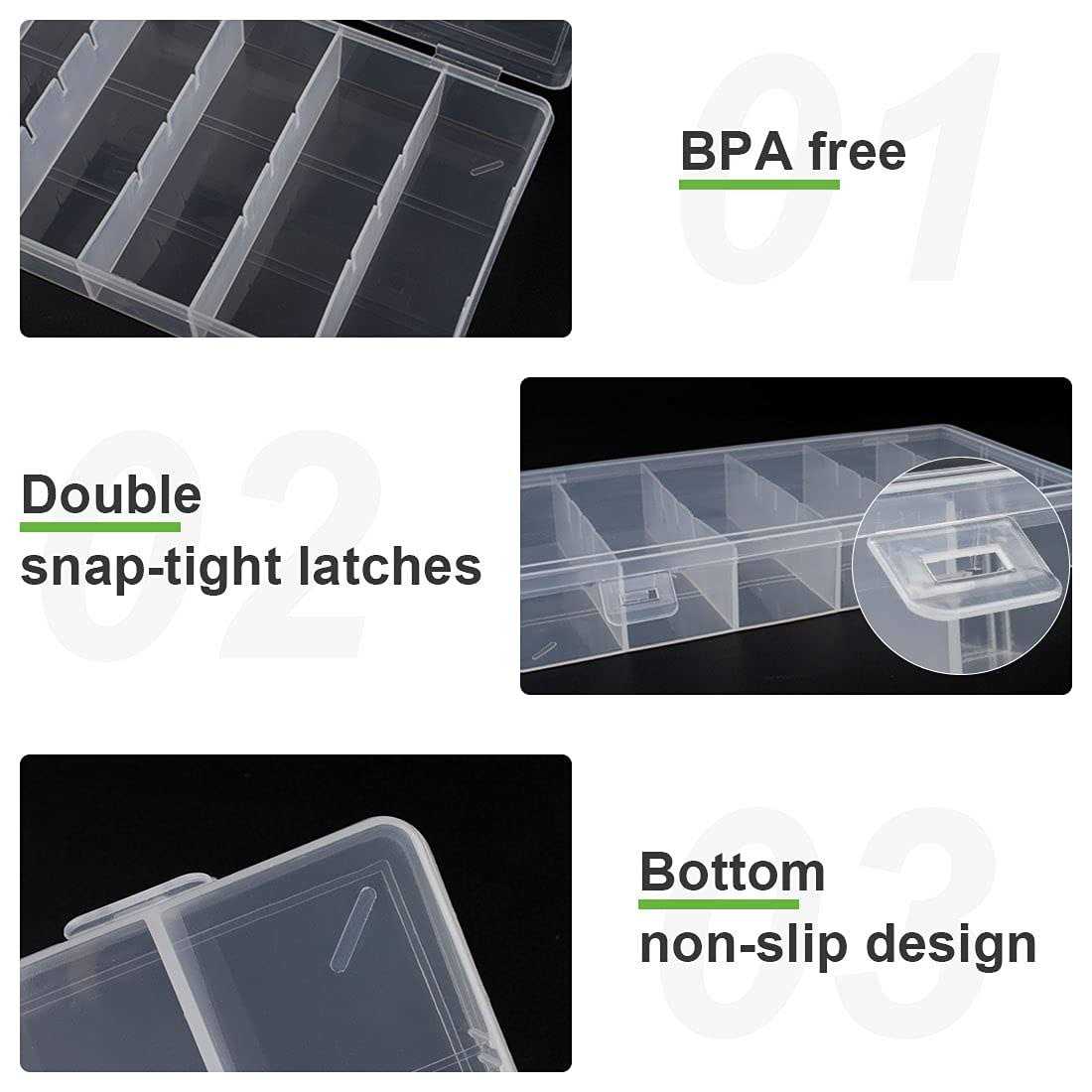 BAGTeck clear visible plastic storage box cosmetic tools storage box makeup tools fishing tackle accessory box organizer jewelry screws hardware - Image 3
