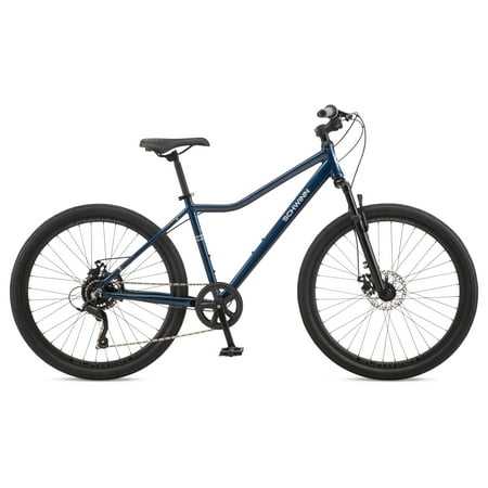Schwinn Junction 27.5 inch Mens Hybrid Bike, 7 Speed Adult Bicycle, Navy, Size: 27.5 inch
