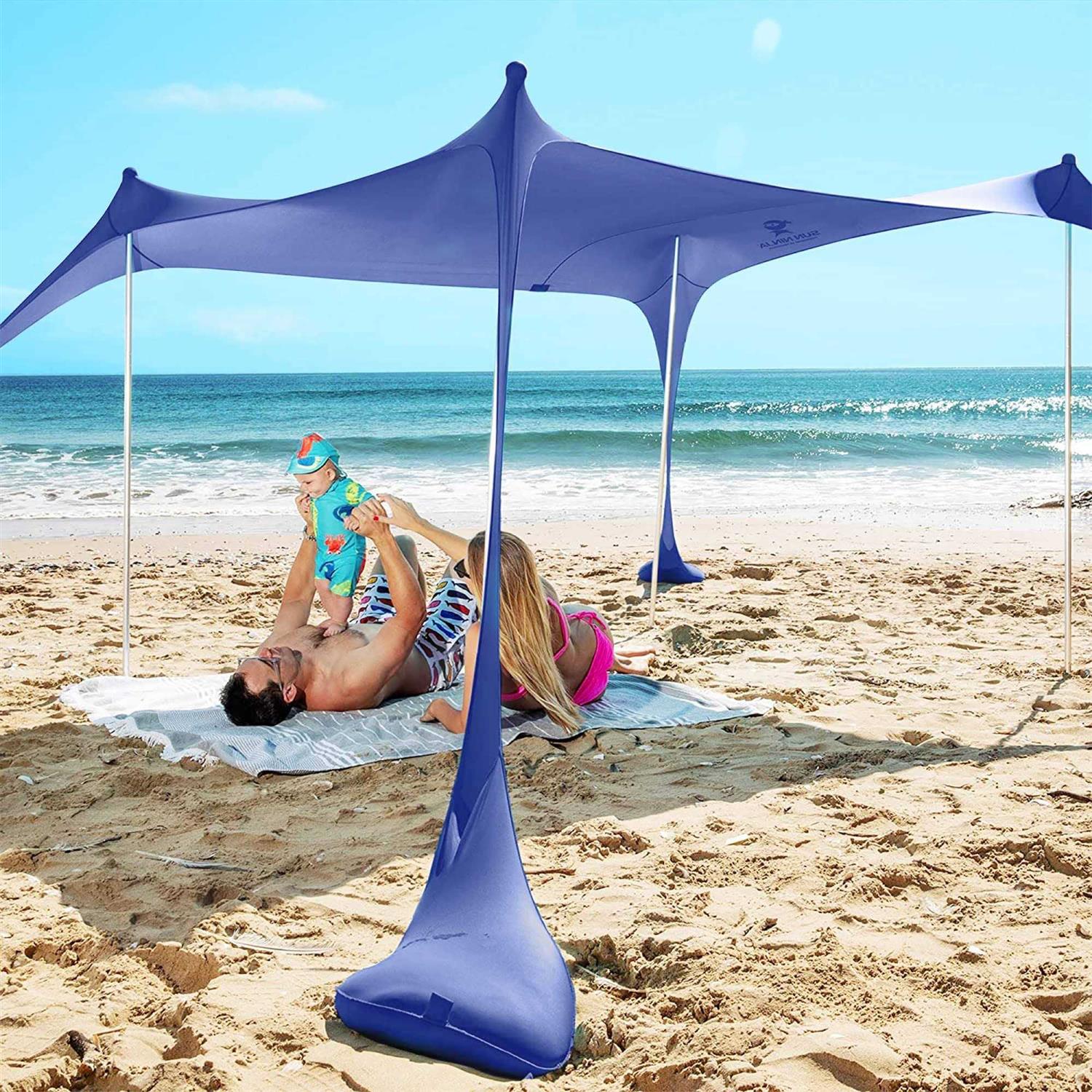 Sun Ninja Pop Up Beach Tent UPF50+ with Shovel