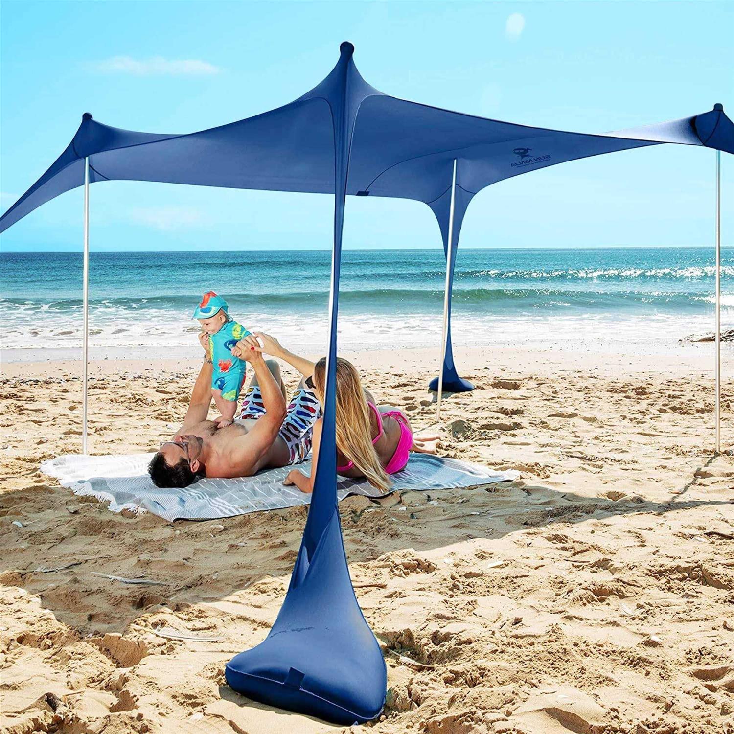Sun Ninja Pop Up Beach Tent UPF50+ with Shovel